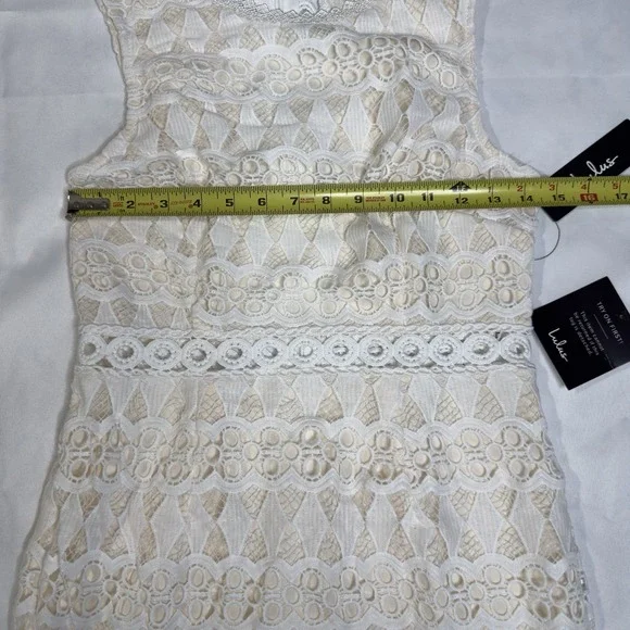 Lulus S Kenna White Crochet Lace Fringe Bachelorette Bodycon Dress Bridal Easter - Picture 11 of 12